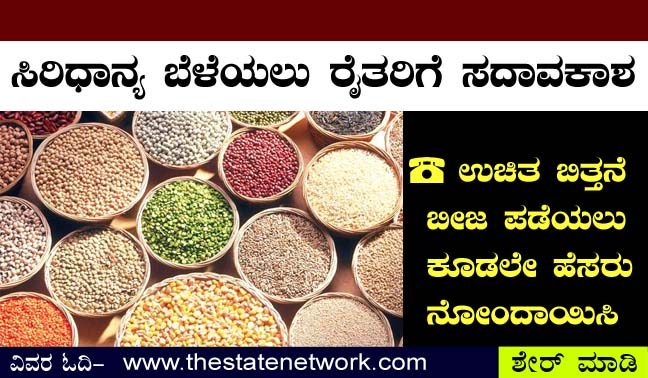 ಬೇಡಿಕೆಯ ಸಿರಿಧಾನ್ಯ ಬಿತ್ತನೆಗೆ ರೈತರಿಗೆ ಇಲ್ಲಿದೆ ಅವಕಾಶ